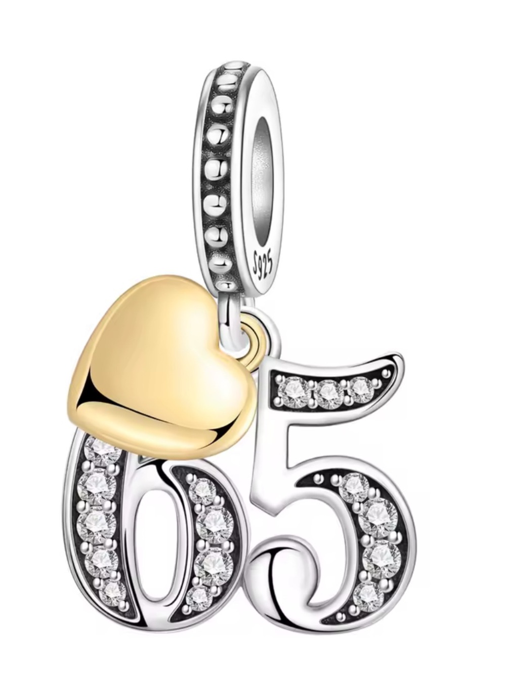 Pandora Two-Tone '65' Number Charm with Gold Heart